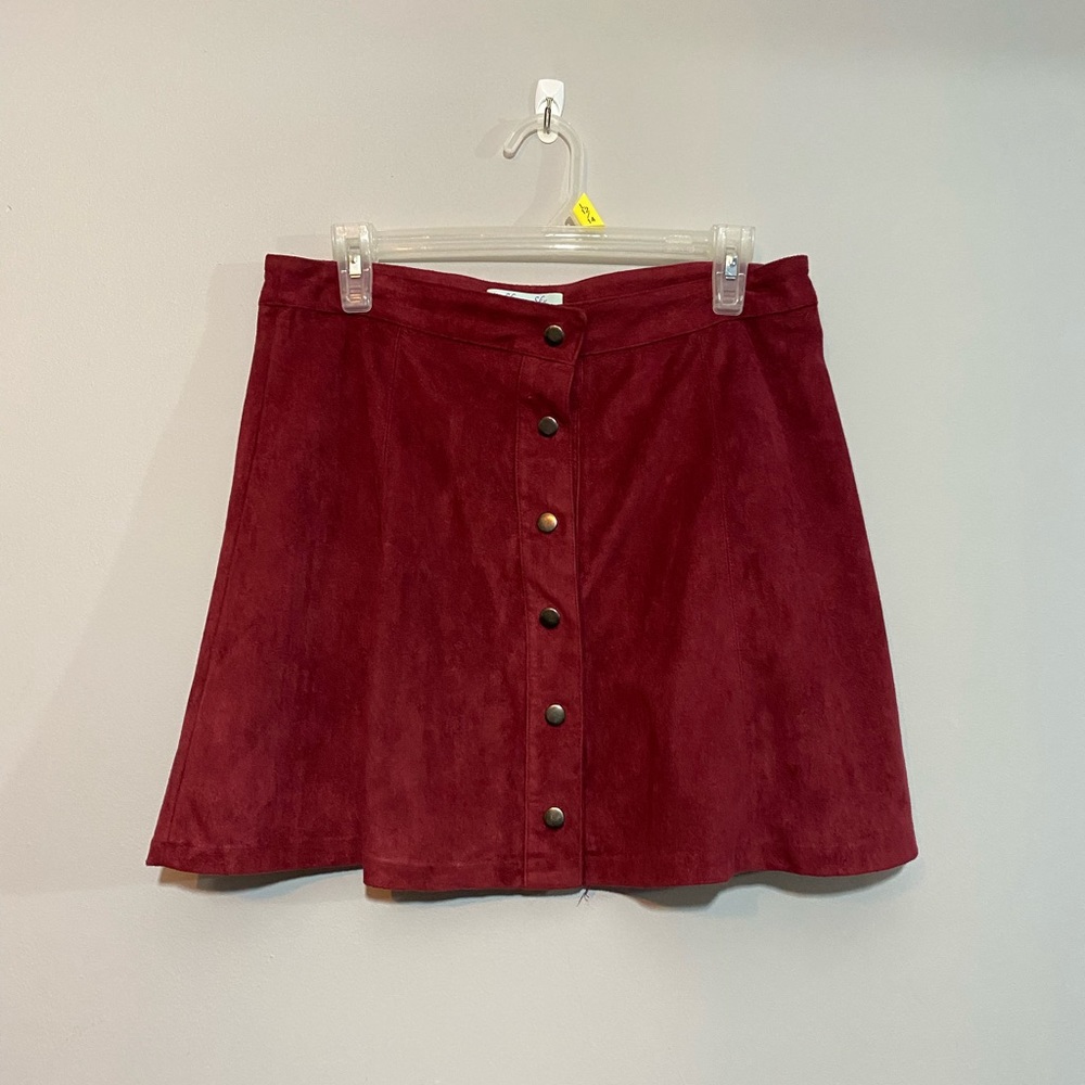 Maroon Button Skirt